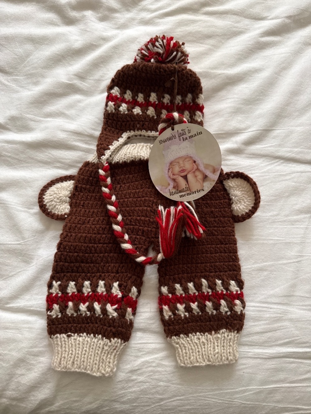 NWT Crochet Monkey Newborn Set
